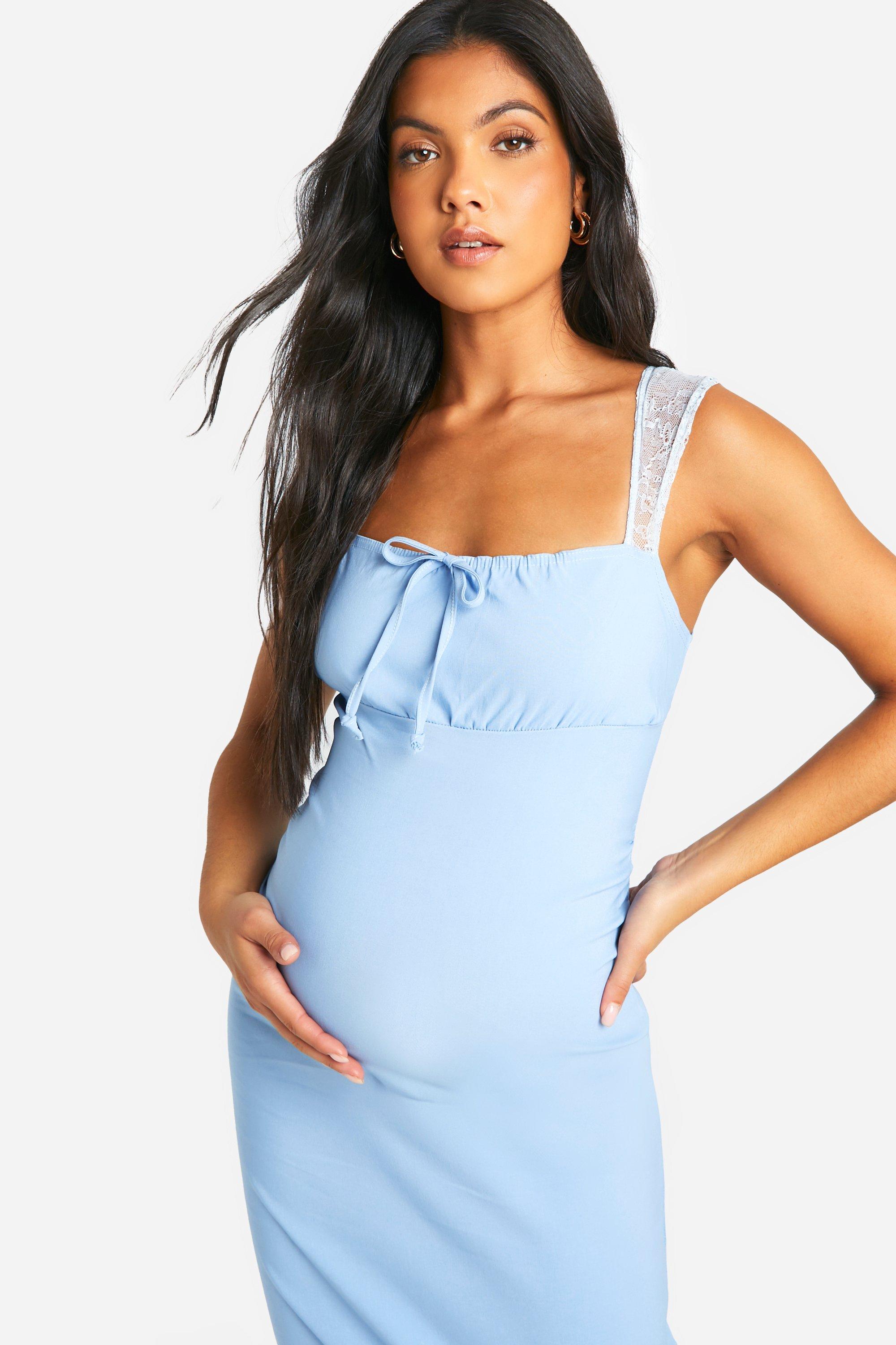 Maternity Bengaline Lace Cap Sleeve Milkmaid Midaxi Dress boohoo IE